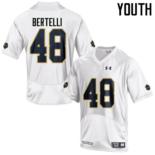 Youth NCAA Notre Dame Fighting Irish #48 Angelo Bertelli Stitched College Under Armour Authentic White Football Jersey MA10G67VX